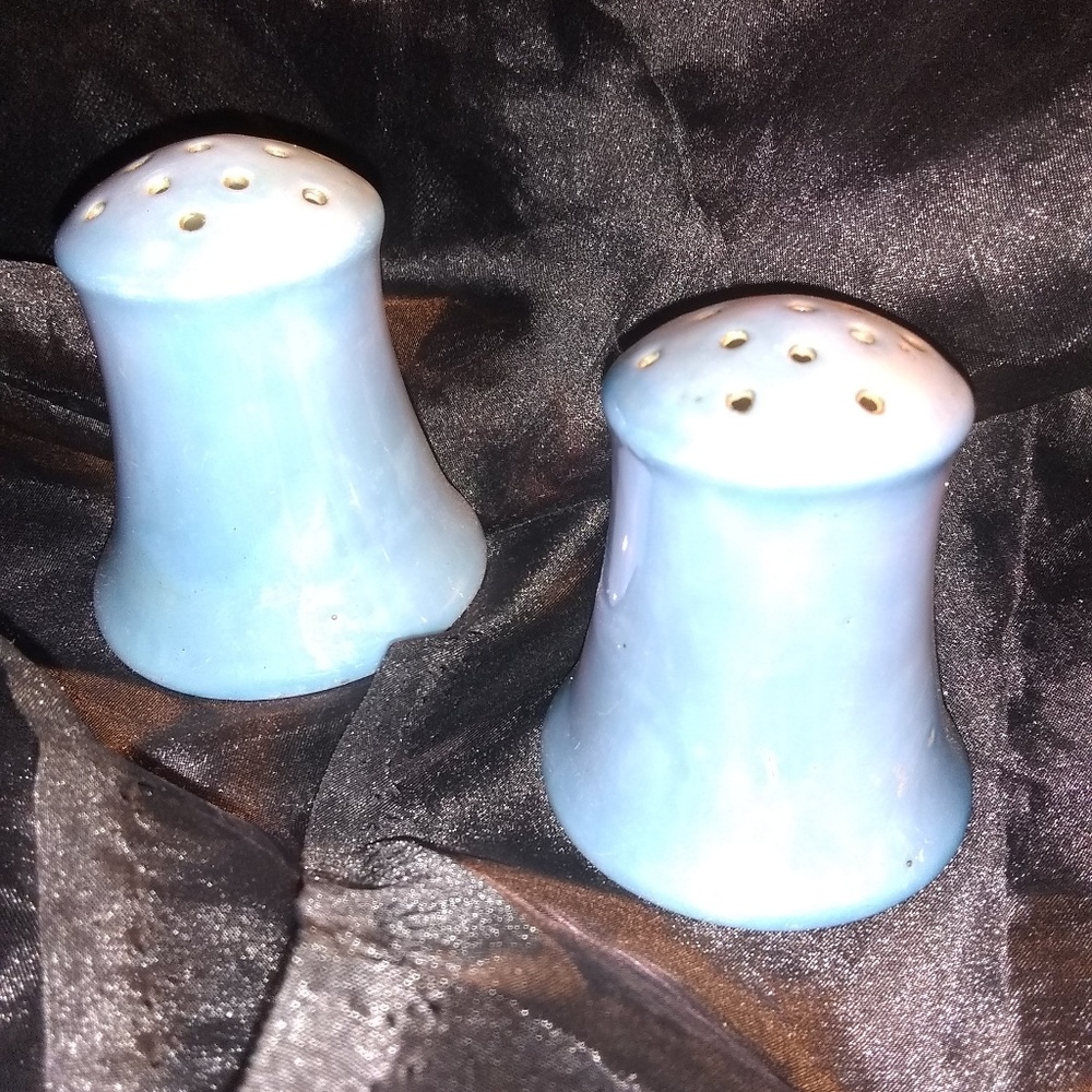 French Blue Lusterware salt and pepper shakers